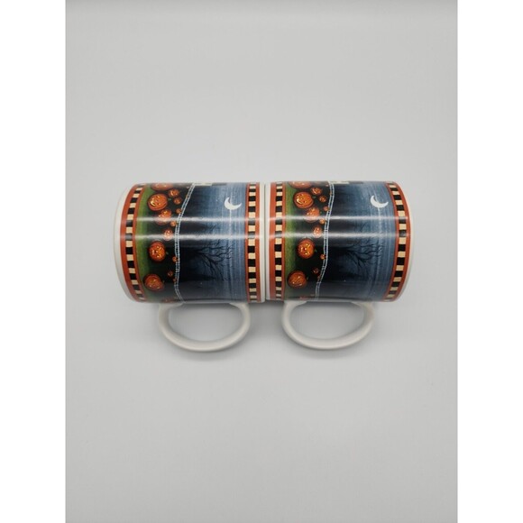 David Carter Brown Pumpkin Hollow pair of Coffee Mugs Sakura by Oneida 2001 - Picture 8 of 12